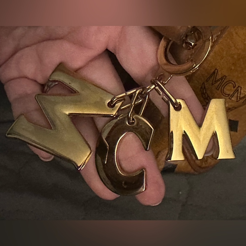 Authentic MCM Cognac Leather Boston with Gold Bag Charm - Picture 3 of 5